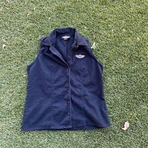 Harley Davidson Sleeveless Button Down Shirt